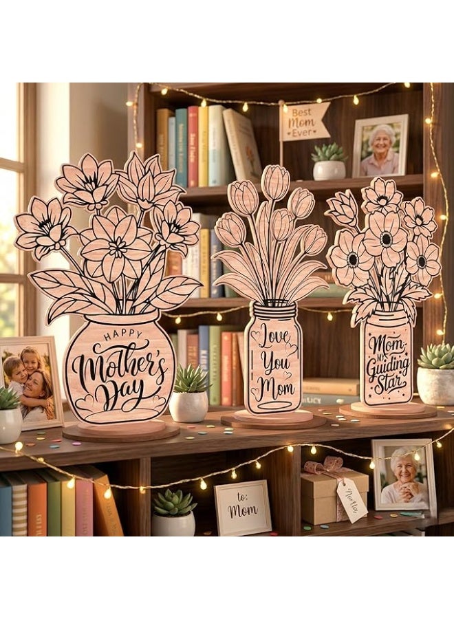 Engraved Wooden Flower Bouquet Gift Set - 3-Piece Rustic Wood Centerpiece with Heartfelt Quotes - Everlasting Floral Home Decor for Mother's Day, Mom's Birthday & Grandma - Image 2