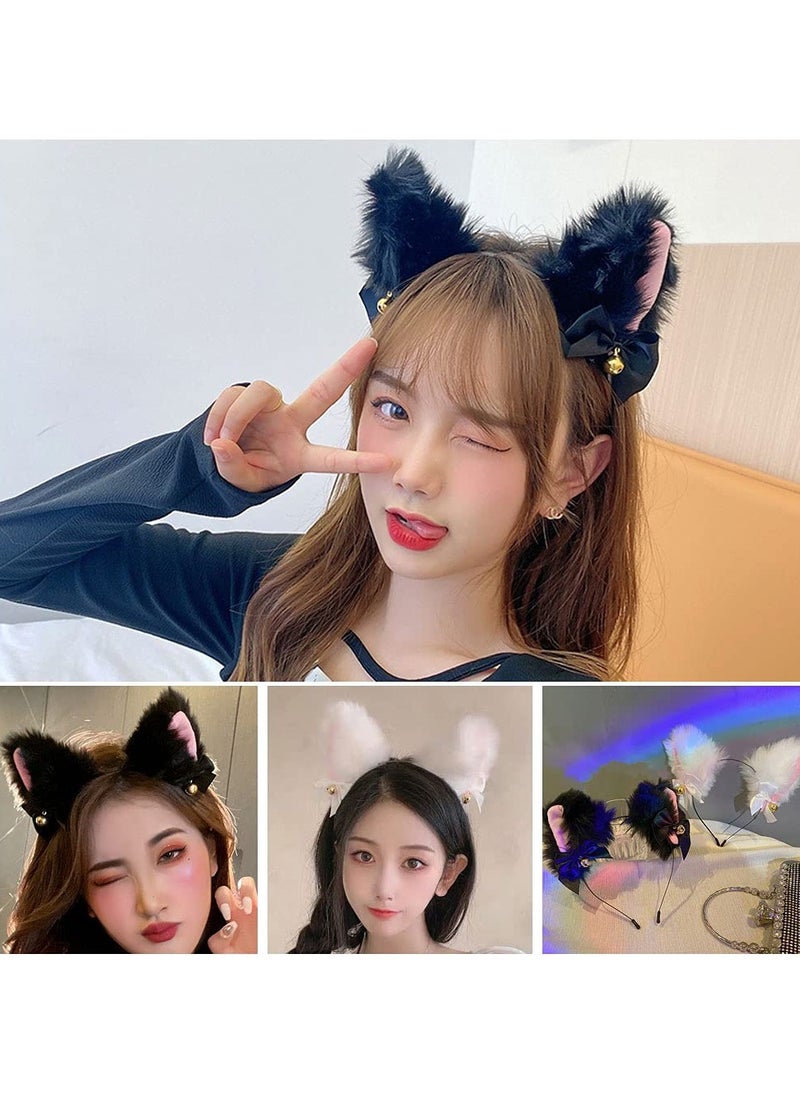 Excefore Cat Ears Hair Band, Cute Cat Fox Faux Fur Ears Cat Ear Fox Cosplay Hairband with Bells Hair Clip Hair Hoop Hair Accessories for Cosplay Costume Party Cosplay 2 Pcs  - Image 5