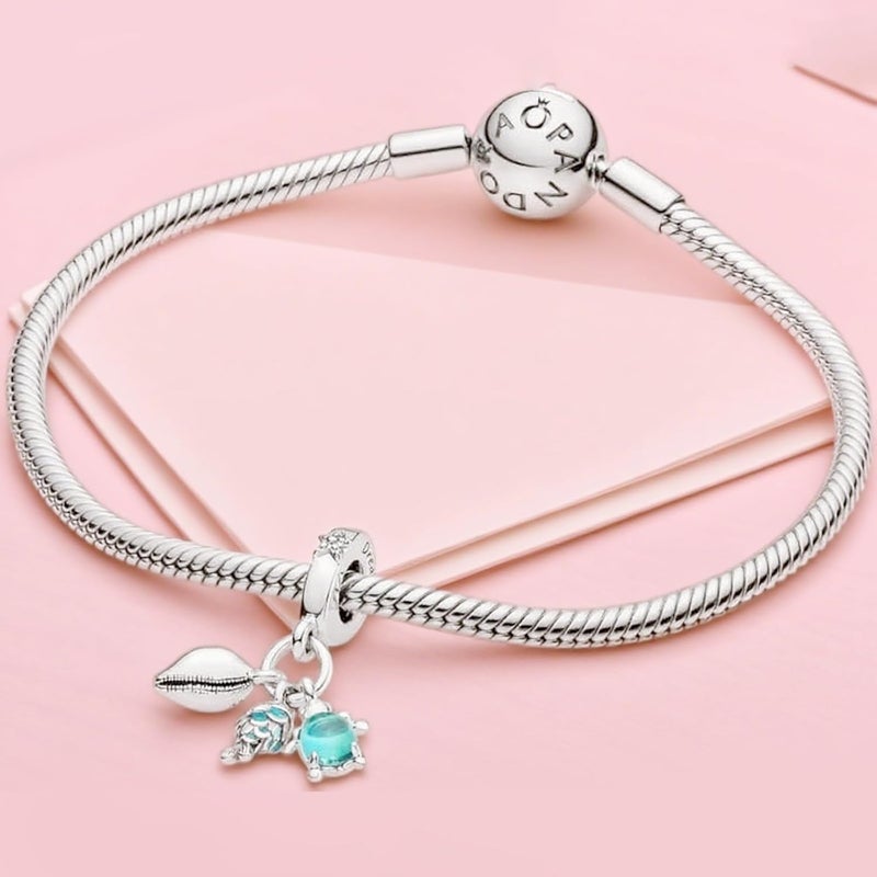 كيلا خرز بوكيلا من الفضة الإسترلينية عيار 925 للأساور والقلائد، 4 قطع من أصداف نجم البحر المحيط الأزرق وسرطان البحر وسحر البحر المرصع بالنجوم للأساور والقلائد والقلادات المتدلية هدايا للنساء والرجال - Image 3