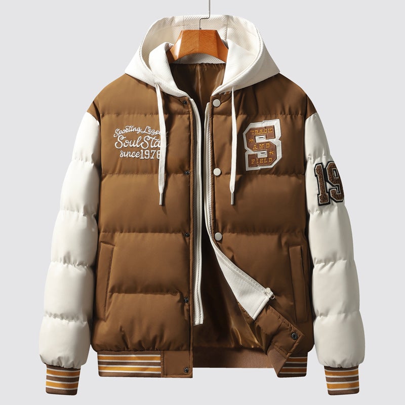 Winter Fake Two-Piece Men'S And Women'S Couple Hong Kong-Style Fashion Hooded Down Cotton-Padded Jacket Fashionable Thickened Youth Men'S Jacket - Image 5