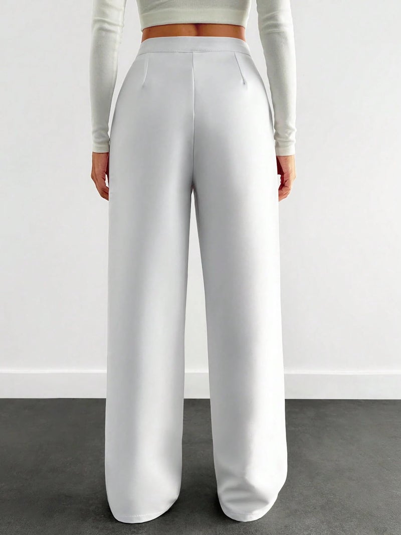 Toochki Trousers for Woman Pants Women's Formal Office Korean | White Track Pant | Straight | Cotton Spandex Stretchable Trouser | High-Waisted Bottom Wear - Image 5