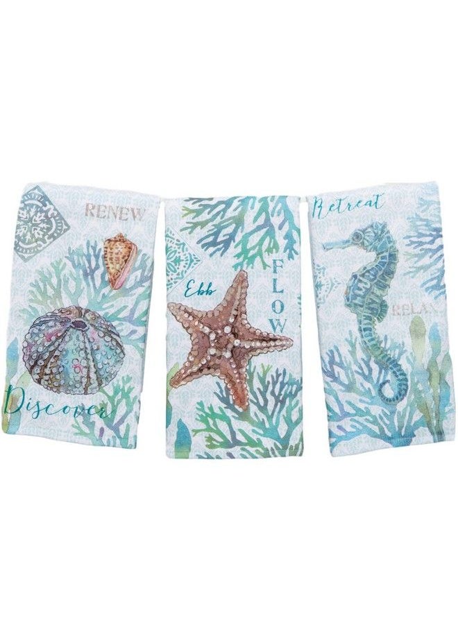Kay Dee Designs Set Of 3 Beachcomber Dual Purpose Terry Kitchen Towels  - Image 2