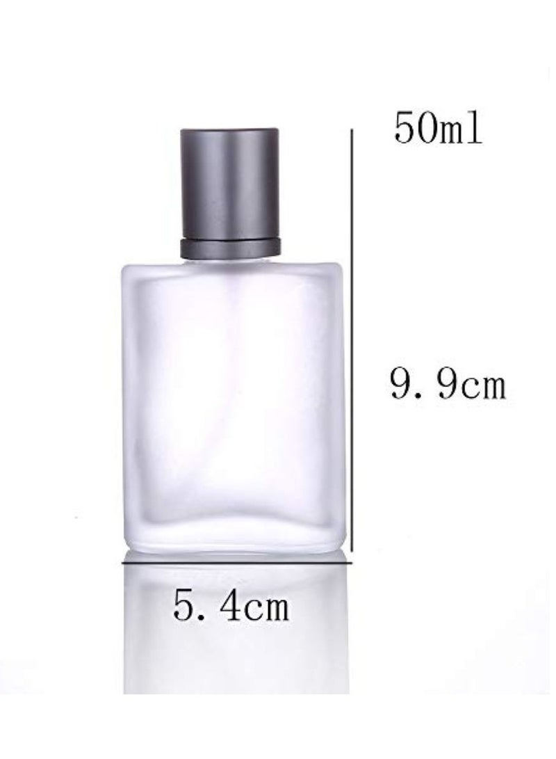 Oasisgalore 2 Pcs 50ml Frosted Glass Fine Mist Atomizers, Square Perfume Spray Bottles, Travel Refillable for Fragrance - Image 4