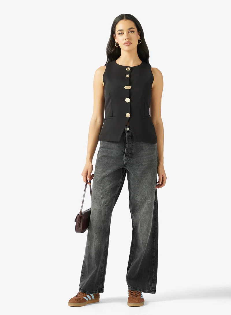 Ginger  Gold Accent Detail Vest for Women | Best Price UAE