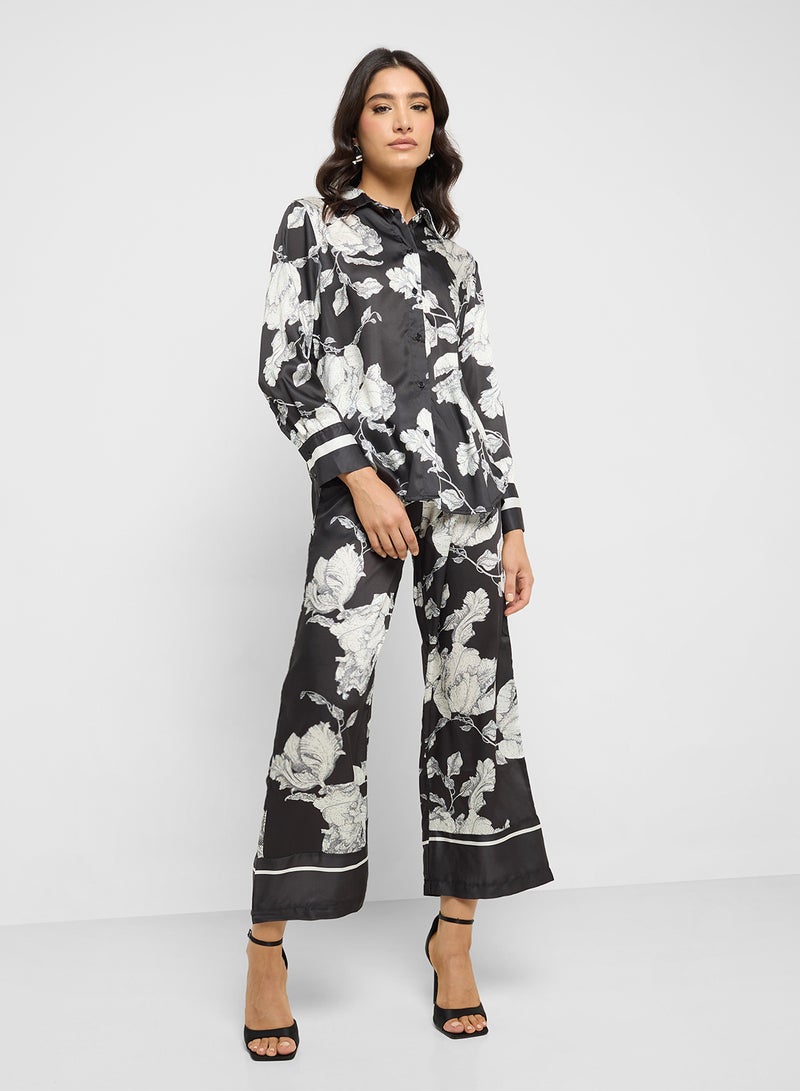 ELLA Monochrome Printed Top & Pant Set  - Image 1