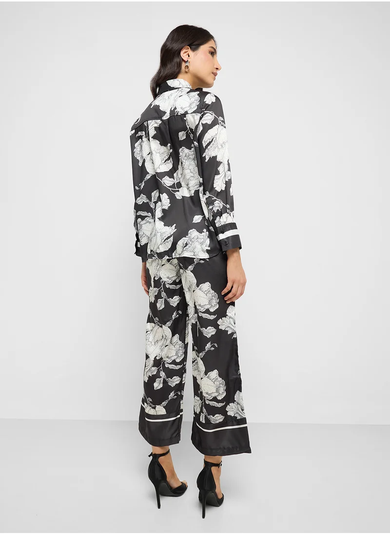 ايلا Monochrome Printed Top & Pant Set