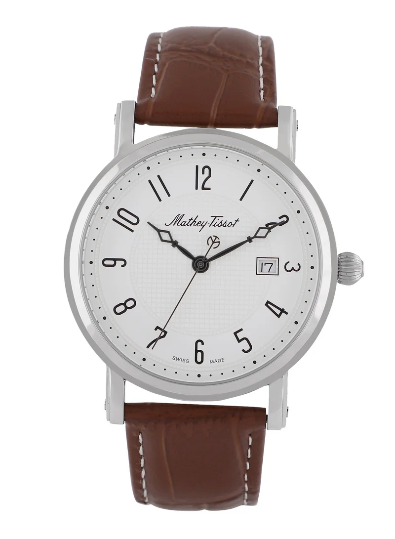Mathey-Tissot City White Dial Brown Leather Men's Watch HB611251AG
