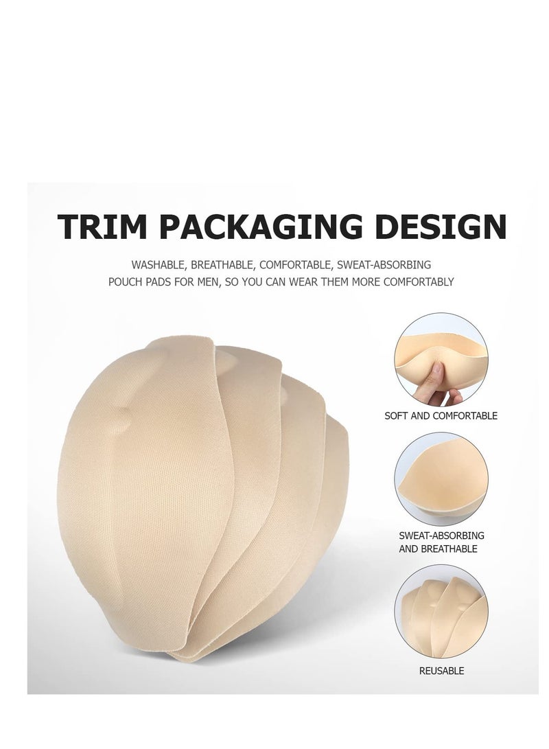 4 PCS 3D Men Enlarge Front Pad, Thickened Sponge Cushion Swim Trunks Cup Crotch Pad, Protection Sponge Enhancement Cup Pouch Pad, Skin Color - Image 2