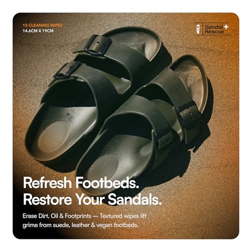 Boot Rescue SandalRescue All-Natural Sandal Cleaning Wipes | Re-sealable Pack of 15 Wipes | Remove Dirt & Oil Footprints from Footbeds & Clean Sandals All Over | Genuine & Vegan Leather, Suede - Image 5