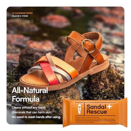 Boot Rescue SandalRescue All-Natural Sandal Cleaning Wipes | Re-sealable Pack of 15 Wipes | Remove Dirt & Oil Footprints from Footbeds & Clean Sandals All Over | Genuine & Vegan Leather, Suede - Image 3