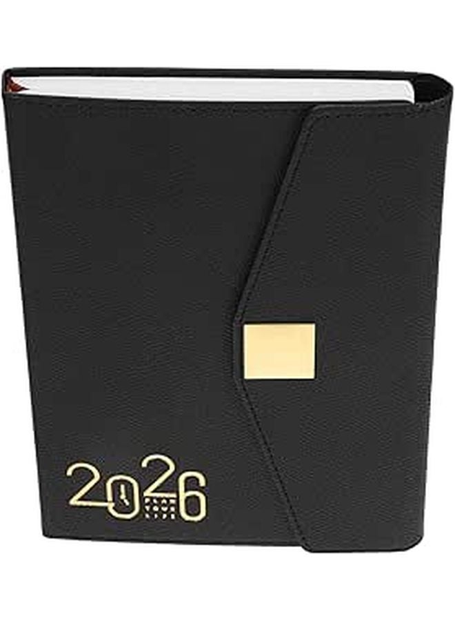 2026 مخطط يومي دفتر 365 يوم تقويم مكتبي محمول كتاب غلاف أسود - Image 1