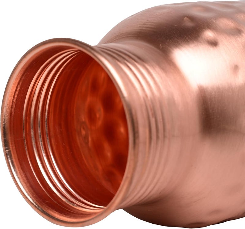 HEMOTOUCH Hammered Copper Water Bottle - 30 Oz Pure Copper Vessel For Drinking Healthy Water