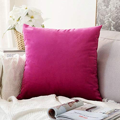 Khooti Velvet Cushion Cover, 10x10 | Pink | Pack of 1 | Solid Plain Soft & Smooth, Decorative Cushion Covers for Living Room, Bedroom, Couches, Chairs, Sofas, Beds & Home Decor - Image 1