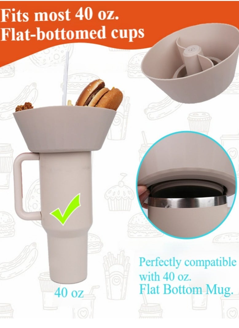 Healife Snack Tray for Stanley Quencher H2.0 FlowState, Reusable Snack Ring for Stanley Thermos Accessory - Khaki  - Image 4