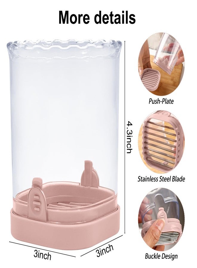 CEHNCEH New Fruit Slicer Cup - Strawberry Cutter Fruit and Vegetable Speed Slicer with Push Plate - Stainless Steel Cup Slicer Egg Slicer Fruit Slicer Banana Strawberry Slicer Cup (Pink) - Image 3