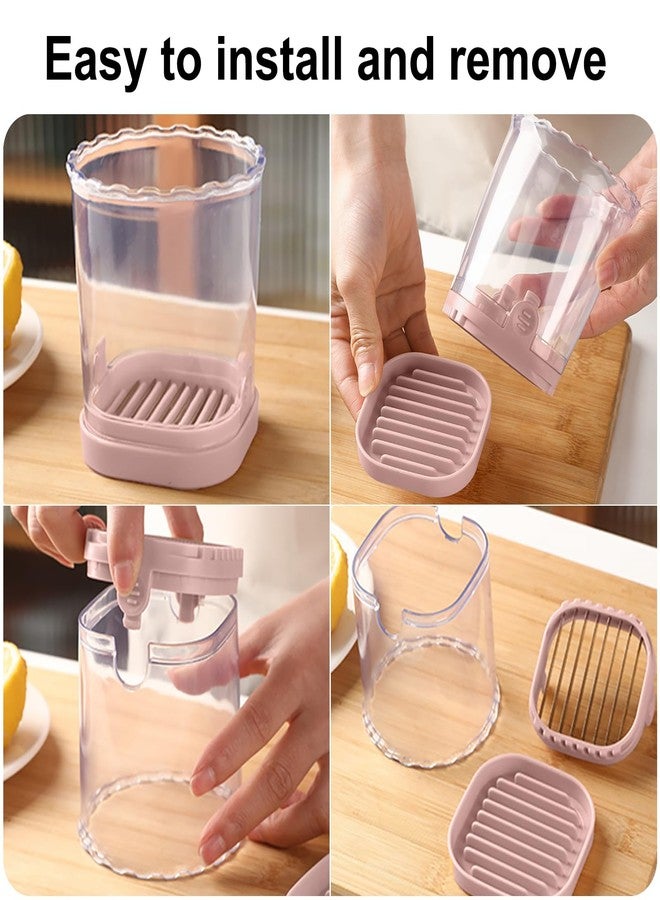 CEHNCEH New Fruit Slicer Cup - Strawberry Cutter Fruit and Vegetable Speed Slicer with Push Plate - Stainless Steel Cup Slicer Egg Slicer Fruit Slicer Banana Strawberry Slicer Cup (Pink) - Image 4