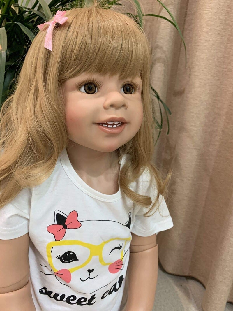 KOKOMANDY 39 Inch Realistic Toddler Reborn Doll Huge Size Reborn Baby Dolls Full Body Hard Vinyl Looks Real Life Beautifull Blonde Hair Collectble Doll Standing Girl for Adults - Image 3