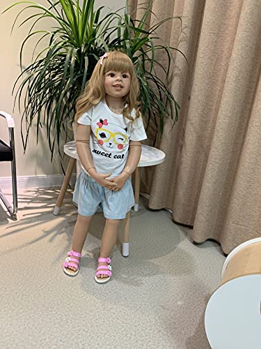 KOKOMANDY 39 Inch Realistic Toddler Reborn Doll Huge Size Reborn Baby Dolls Full Body Hard Vinyl Looks Real Life Beautifull Blonde Hair Collectble Doll Standing Girl for Adults - Image 5