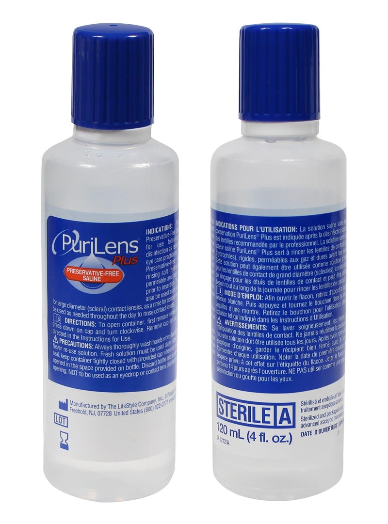 Purilens Plus Preservative-Free Contact Lens Saline 120ml (4 fl. oz.) 3 Pack - Image 3