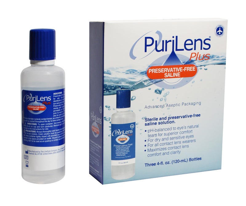 Purilens Plus Preservative-Free Contact Lens Saline 120ml (4 fl. oz.) 3 Pack - Image 1