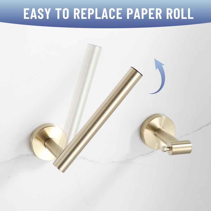 BVL Toilet Paper Holder Brushed Gold Wall Mount Stainless Steel 304 Large Mega Roll - Image 2