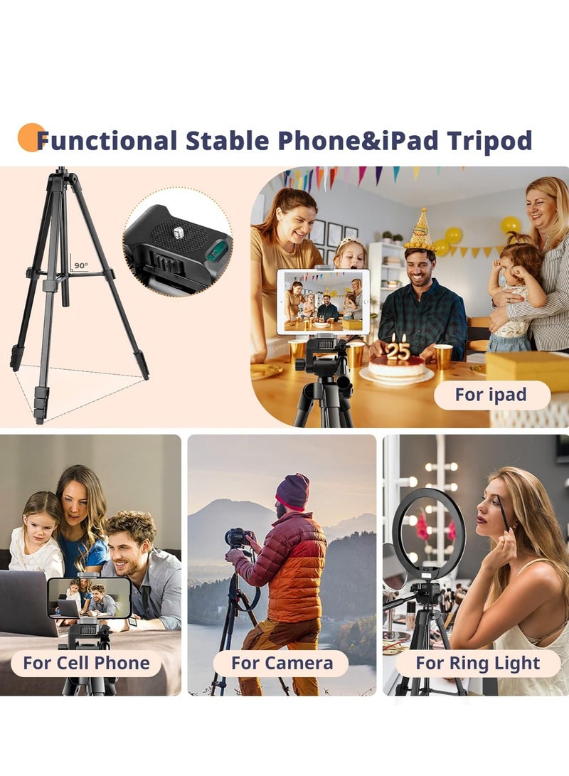 Arabest 51"Phone Tripod, Extendable Phone Tripod and Camera Stand with Bluetooth Remote and Clip, Suit for Video Recording/Makeup/Live Streaming - Image 3