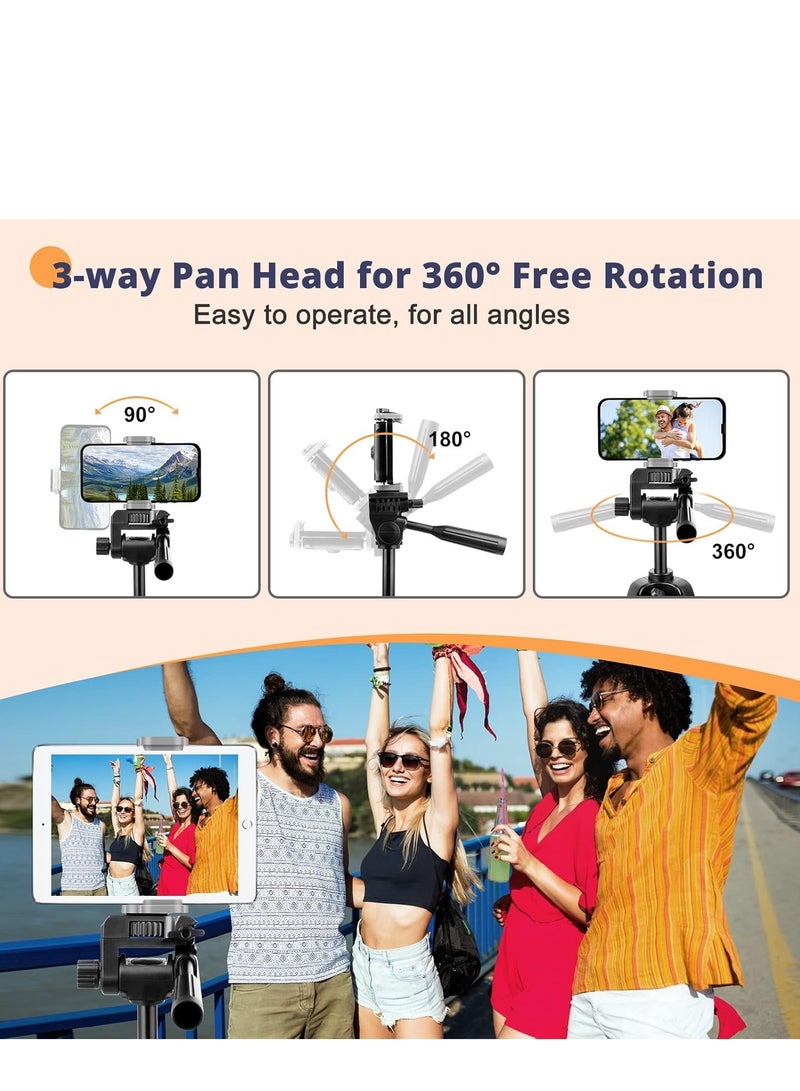 Arabest 51"Phone Tripod, Extendable Phone Tripod and Camera Stand with Bluetooth Remote and Clip, Suit for Video Recording/Makeup/Live Streaming - Image 4