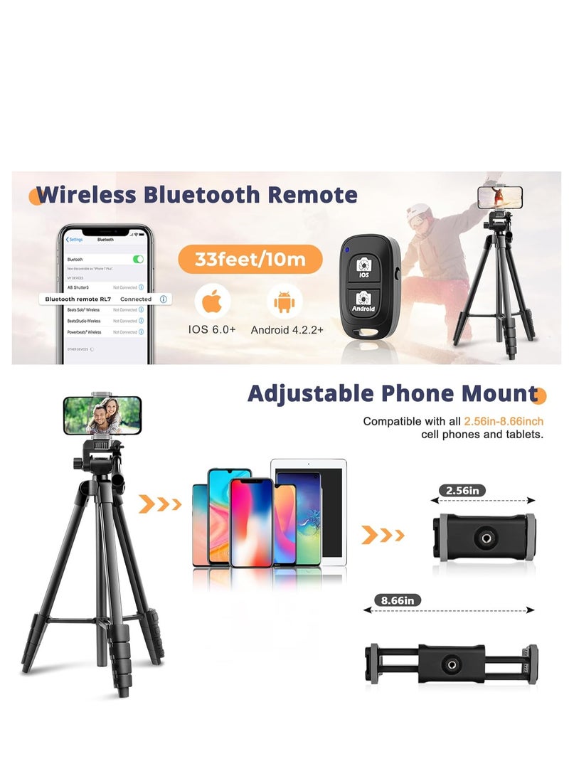 Arabest 51"Phone Tripod, Extendable Phone Tripod and Camera Stand with Bluetooth Remote and Clip, Suit for Video Recording/Makeup/Live Streaming - Image 5