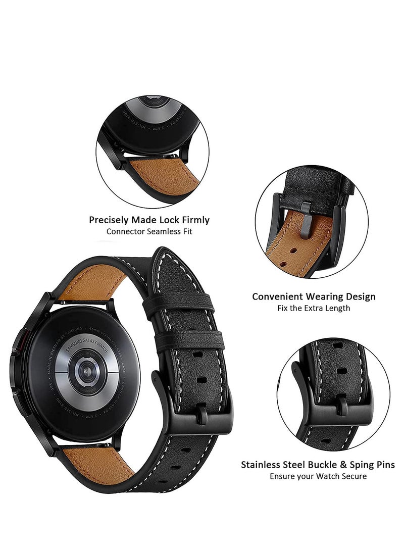 Leather Bands Compatible with Samsung Galaxy Watch 5 pro Band 45mm Galaxy Watch 5 Band 40mm 44mm Galaxy Watch 4 Band - Image 3