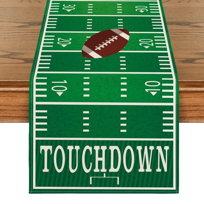 TOUCH DOWN AMERICAN FOOTBALL COURT TABLE RUNNER RUGBY BOY FALL BIRTHDAY PARTY KITCHEN DINING TABLE DECORATION FOR HOME DECOR 13X90 INCH