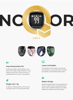iQIBLA Zikr Ring Noor | 22MM Prayer Ring, Tasbih Counter & Islamic Reminder | Waterproof Wearable Technology | Black  - Image 2