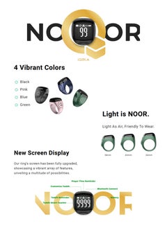 iQIBLA Zikr Ring Noor | 22MM Prayer Ring, Tasbih Counter & Islamic Reminder | Waterproof Wearable Technology | Black  - Image 3