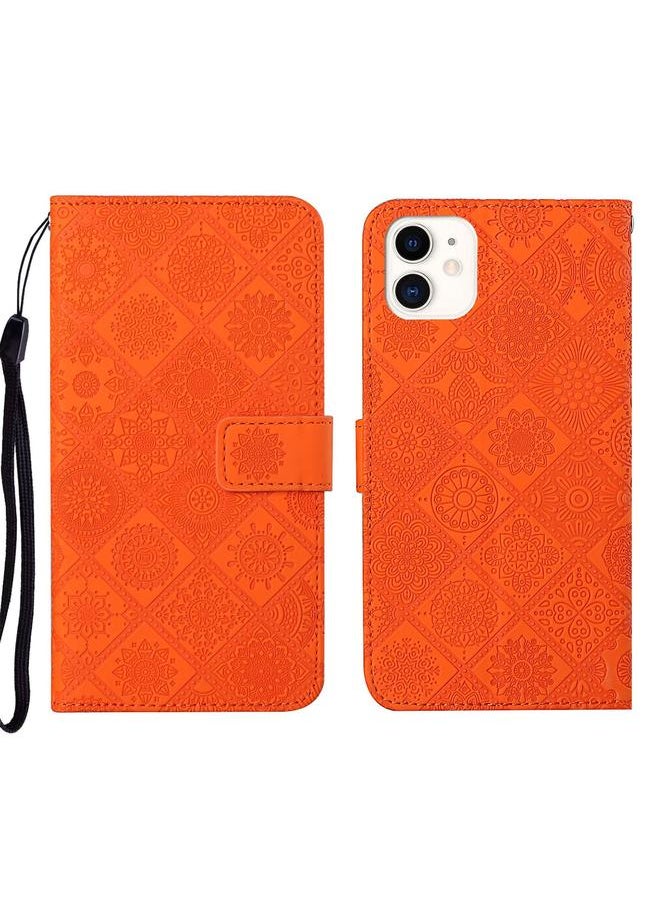 Generic For iPhone 13 Pro Max Ethnic Style Embossed Pattern Leather Phone Case (Orange)  - Image 1