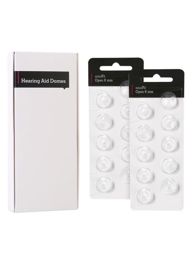 Inspack Hearing Aid Domes for Oticon Replacements, (20Pcs/2Packs）Minifit 6mm Open Vent，Aids Tips Supplies Small, Universal Parts Accessories for Phillips/Resound, Soft Silicone Domes for Clear Natural Sound - Image 1