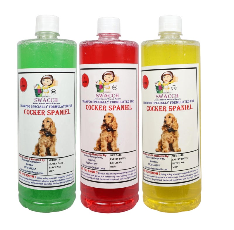 SWACCH Shampoo Specially FORMULATED for Cocker Spaniel (1 Litre) (Combo Pack of 3) NEEM ALOVERA, Strawberry & Lemon - Image 2