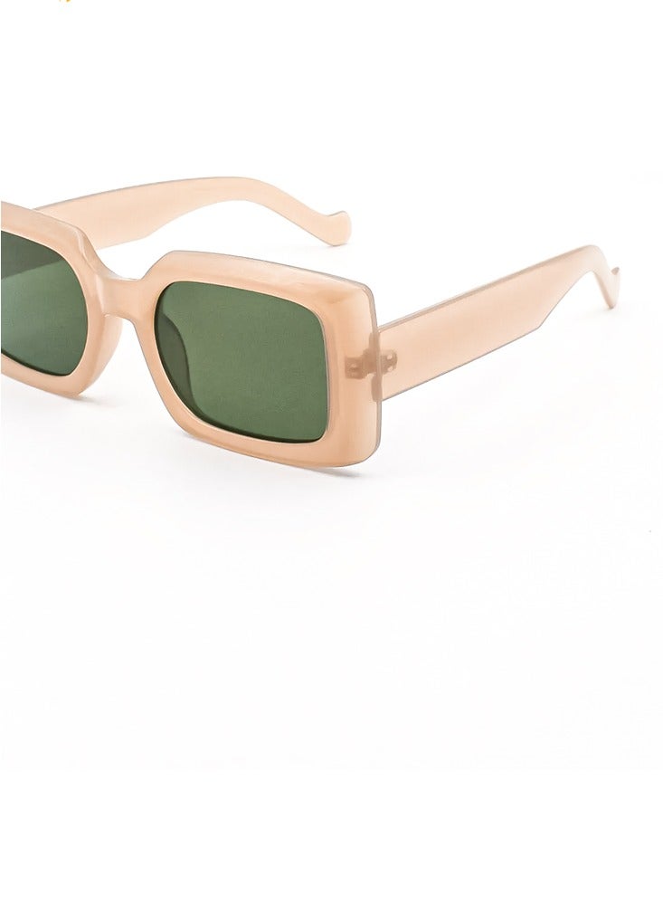 نظارات شمسية نسائية  مستطيلة الشكل اللون البيح والأخضر - Image 4