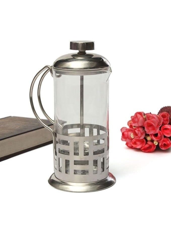 eBasket Portable French press coffee machine, 1000ml capacity, silver/transparent - Image 1