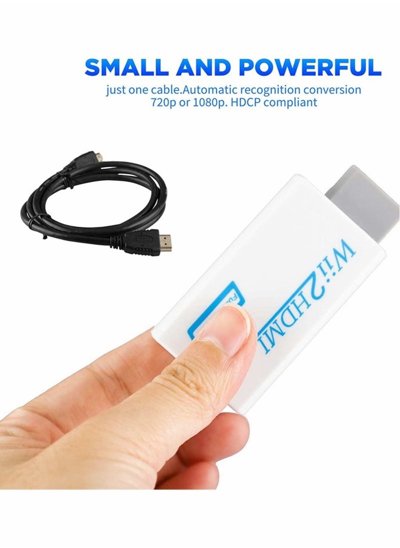Generic - Wii to HDMI Converter, Wii to Hdmi Adapter 1080P with 5FT High Speed HDMI Cable Wii2 HDMI Adapter with 3.5mm Audio Jack And 1080p 720p HDMI Output Compatible with All Wii Display Modes (White) - Image 1