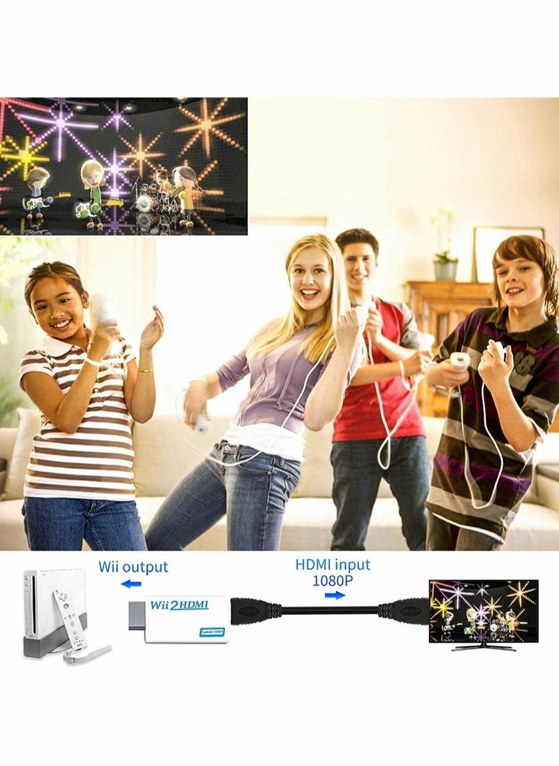 Generic - Wii to HDMI Converter, Wii to Hdmi Adapter 1080P with 5FT High Speed HDMI Cable Wii2 HDMI Adapter with 3.5mm Audio Jack And 1080p 720p HDMI Output Compatible with All Wii Display Modes (White) - Image 1