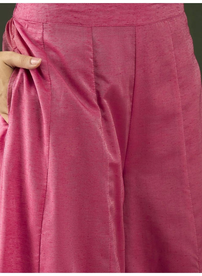 AKS Ethnic Motifs Woven Design Shoulder Straps Straight Kurta With Palazzos & Dupatta - Image 3