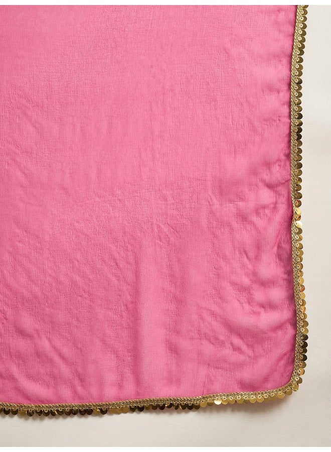 AKS Ethnic Motifs Woven Design Shoulder Straps Straight Kurta With Palazzos & Dupatta - Image 5