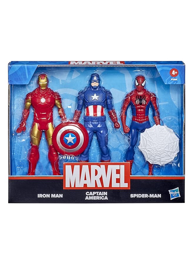 MARVEL Action Figure Toy 3 Pack Iron Man 6 Inch Figures Spider Man Captain America For Kids Ages 4 And Up - Image 2