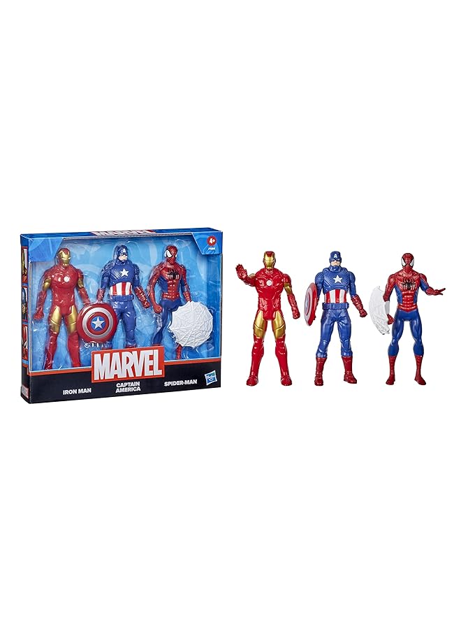 MARVEL Action Figure Toy 3 Pack Iron Man 6 Inch Figures Spider Man Captain America For Kids Ages 4 And Up - Image 3