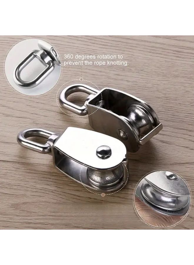 M15 2pcs 304 Stainless Steel Single Wire Rope Pulley Set With Release Buckle - Image 1
