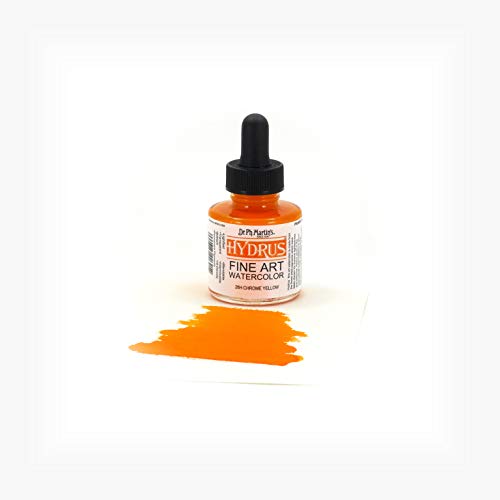 Dr. Ph. Martin's Hydrus Fine Art (26H) Watercolor Bottle, 1 oz, Chrome Yellow - Image 2