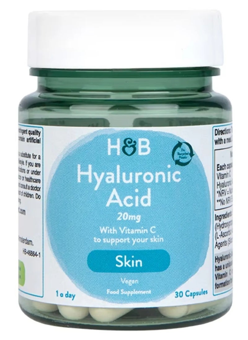 H&B H&B Hyaluronic Acid 20mg Capsules with Vitamin C For Skin, Pack of 30's 