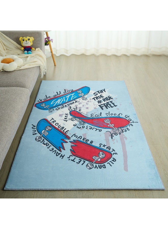 Home Box Tom Gearhead Ben Skate All Day Printed Flannel Rug 110 x 160 cm - Image 1
