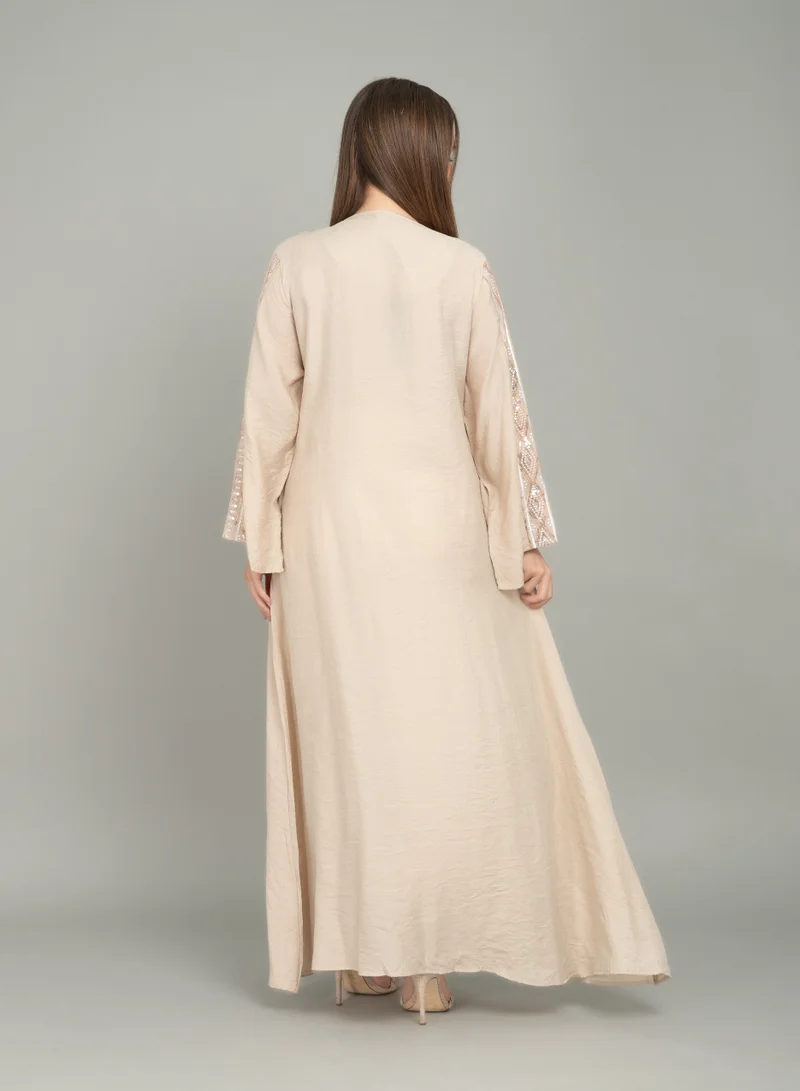 IKKXA Radiant Embroidery Jalabiya CJ1045 Beige