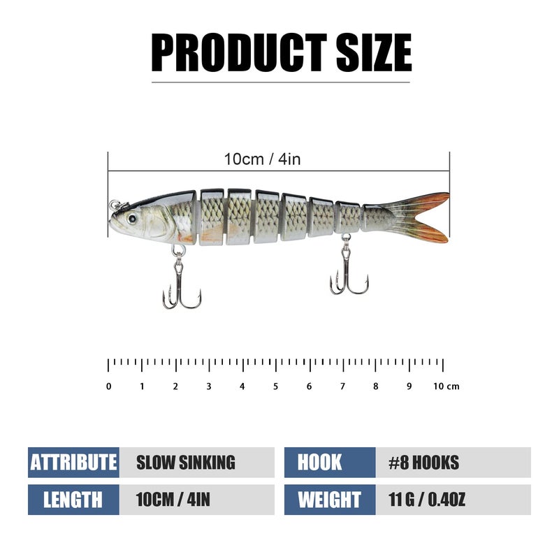 TRUSCEND Easy Catch Swimmax, Magic Noisy Turbulent Wiggling and Vibrating Actions for More Bites, Segmented Swimbait Jointed by Dyneema Strongest Fiber, Lifelike Fishing Lures for Relax Family Fishing - Image 2
