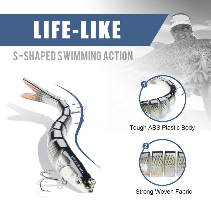 TRUSCEND Easy Catch Swimmax, Magic Noisy Turbulent Wiggling and Vibrating Actions for More Bites, Segmented Swimbait Jointed by Dyneema Strongest Fiber, Lifelike Fishing Lures for Relax Family Fishing - Image 3